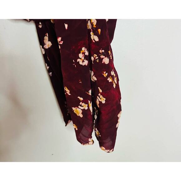 Caroline Constas Arabella Maroon Floral Sleeveless V-Neck Ruched Dress Size L - Picture 15 of 16
